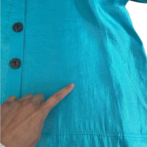 Ali Miles Woven Shimmer Stand Collar Button Front Tunic Top Size XL Artsy NEW - Picture 11 of 11